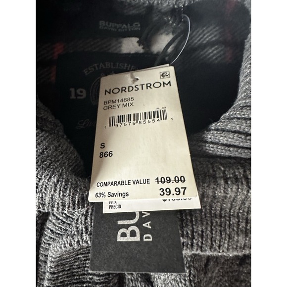 Buffalo David Bitton Cable Knit Cable Knit Cardigan Sweater Mens Small Gray NWT - Picture 4 of 16